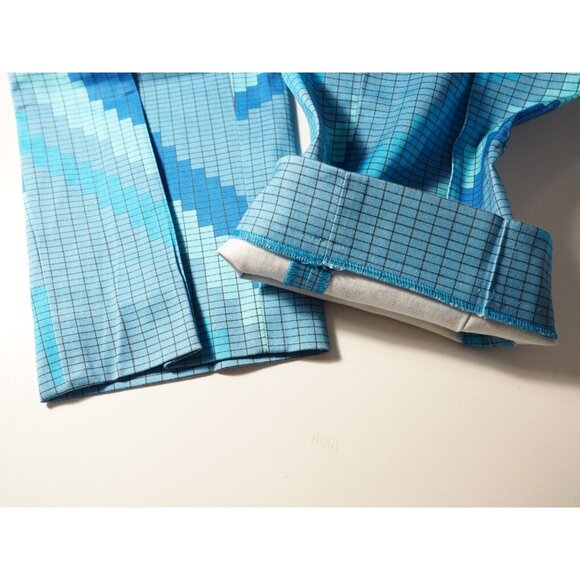 AKRIS Blue Geometric Windowpane Geometric Slim Leg Pants, Size 8 (US) 40 (FR) - Picture 7 of 12
